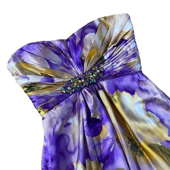 Camille La Vie Purple and Gold Strapless Gown - Picture 8 of 11